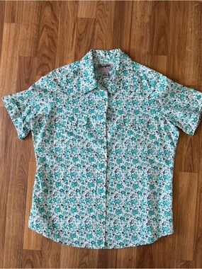 Wrangler Short Sleeve Floral Shirt - White, Teal & Brown